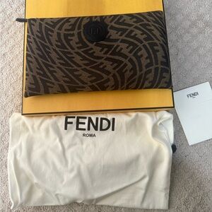 Fendi Black and Brown Patterned Pouch